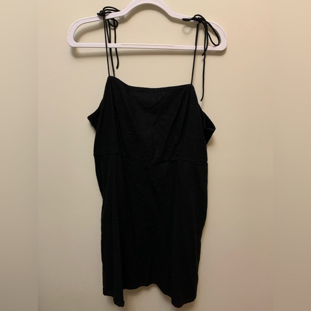 OLD NAVY Black Linen Blend Spaghetti Strap Dress